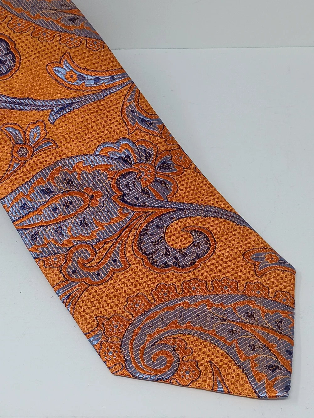 Cremieux Orange Paisley Men's Tie - Classic Silk Look